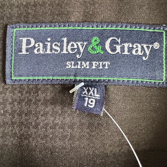 NWT! Paisley & Gray Mens Slim Fit Long Sleeve Button Up Black Jacquard Size XXL - Picture 2 of 3
